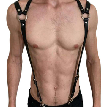 Unique Men's Sexy PU Leather Body Harness / Adjustable Chest Half Suspenders in Fetish - EVE's SECRETS